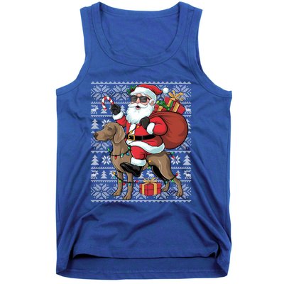 Xmas Ugly Santa Riding Rhodesian Ridgeback Dog Christmas Gift Tank Top