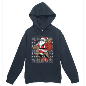 Xmas Ugly Santa Riding Rhodesian Ridgeback Dog Christmas Gift Urban Pullover Hoodie