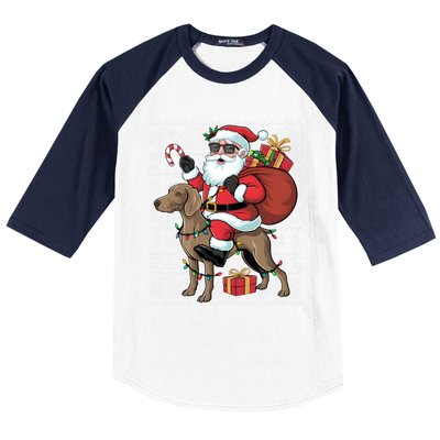 Xmas Ugly Santa Riding Rhodesian Ridgeback Dog Christmas Gift Baseball Sleeve Shirt