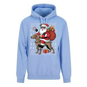 Xmas Ugly Santa Riding Rhodesian Ridgeback Dog Christmas Gift Unisex Surf Hoodie