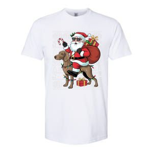 Xmas Ugly Santa Riding Rhodesian Ridgeback Dog Christmas Gift Softstyle CVC T-Shirt