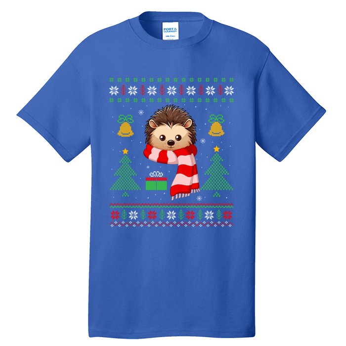 Xmas Ugly Style Hedgehog Christmas Gift Tall T-Shirt