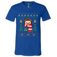 Xmas Ugly Style Hedgehog Christmas Gift V-Neck T-Shirt