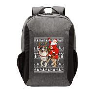 Xmas Ugly Santa Riding Australian Shepherd Dog Christmas Funny Gift Vector Backpack