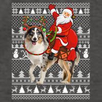 Xmas Ugly Santa Riding Australian Shepherd Dog Christmas Funny Gift Vector Backpack