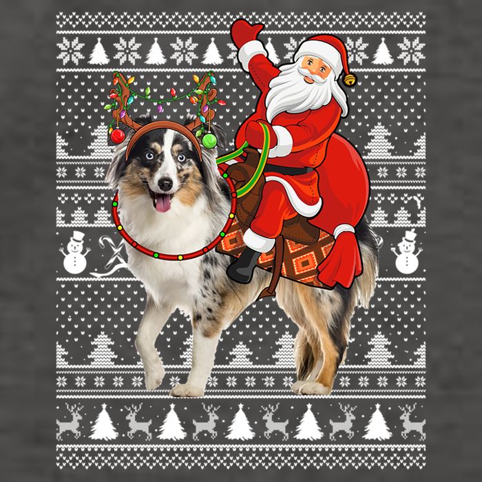 Xmas Ugly Santa Riding Australian Shepherd Dog Christmas Funny Gift Vector Backpack
