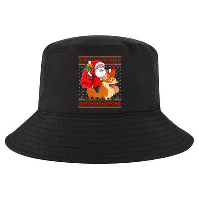 Xmas Ugly Santa Riding Cardigan Welsh Corgi Dog Christmas Cool Gift Cool Comfort Performance Bucket Hat