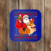 Xmas Ugly Santa Riding Cardigan Welsh Corgi Dog Christmas Cool Gift Coaster