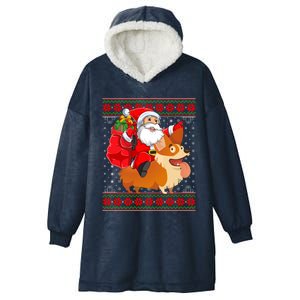 Xmas Ugly Santa Riding Cardigan Welsh Corgi Dog Christmas Cool Gift Hooded Wearable Blanket