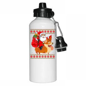 Xmas Ugly Santa Riding Cardigan Welsh Corgi Dog Christmas Cool Gift Aluminum Water Bottle