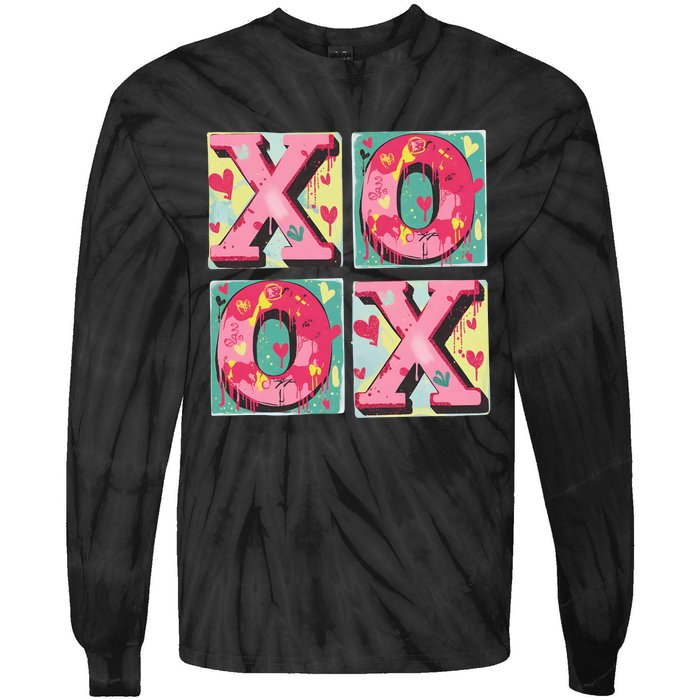 Xoxo ValentineS Day Theme Tie-Dye Long Sleeve Shirt