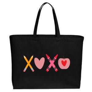 Xoxo Valentines Day Pencil Apple School Cotton Canvas Jumbo Tote