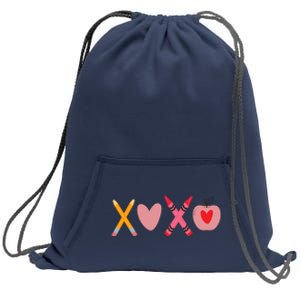 Xoxo Valentines Day Pencil Apple School Sweatshirt Cinch Pack Bag