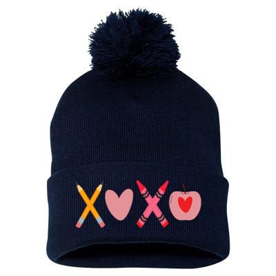 Xoxo Valentines Day Pencil Apple School Pom Pom 12in Knit Beanie