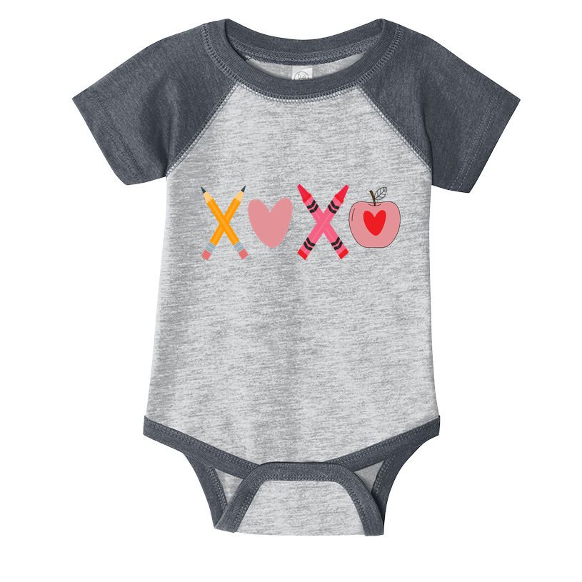 Xoxo Valentines Day Pencil Apple School Infant Baby Jersey Bodysuit
