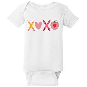 Xoxo Valentines Day Pencil Apple School Baby Bodysuit