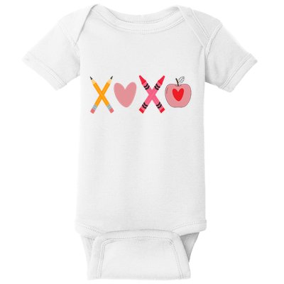 Xoxo Valentines Day Pencil Apple School Baby Bodysuit