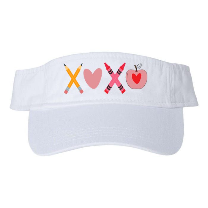 Xoxo Valentines Day Pencil Apple School Valucap Bio-Washed Visor