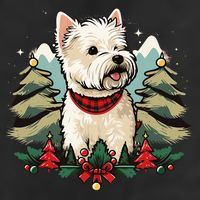 Xmas West Highland White Terrier Santa on Christmas Westie 7 Panel Mesh Trucker Snapback Hat