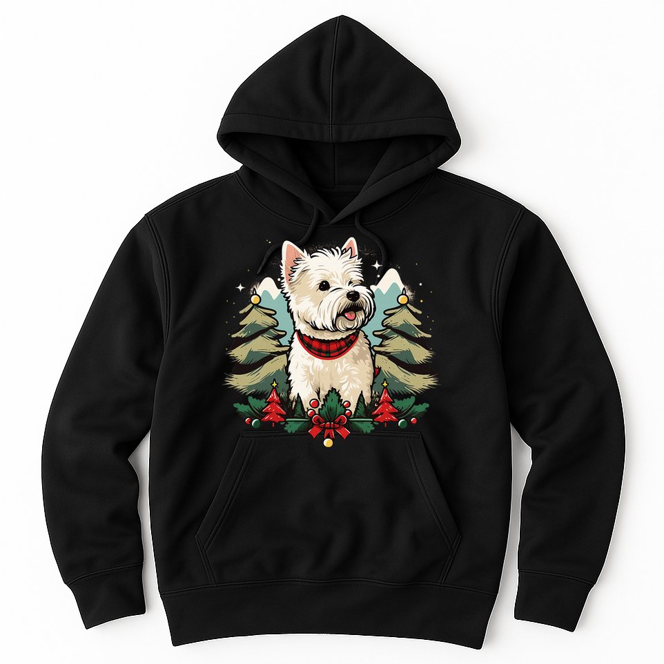 Xmas West Highland White Terrier Santa on Christmas Westie Hoodie