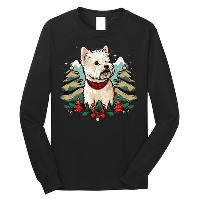 Xmas West Highland White Terrier Santa on Christmas Westie Long Sleeve Shirt