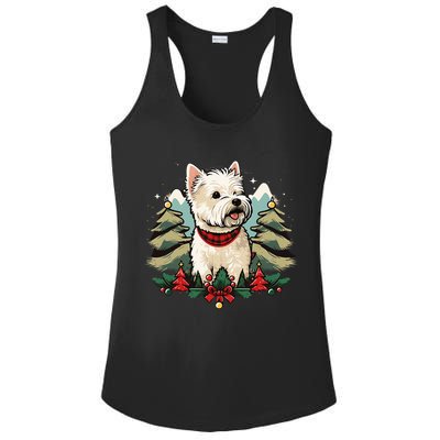 Xmas West Highland White Terrier Santa on Christmas Westie Ladies PosiCharge Competitor Racerback Tank