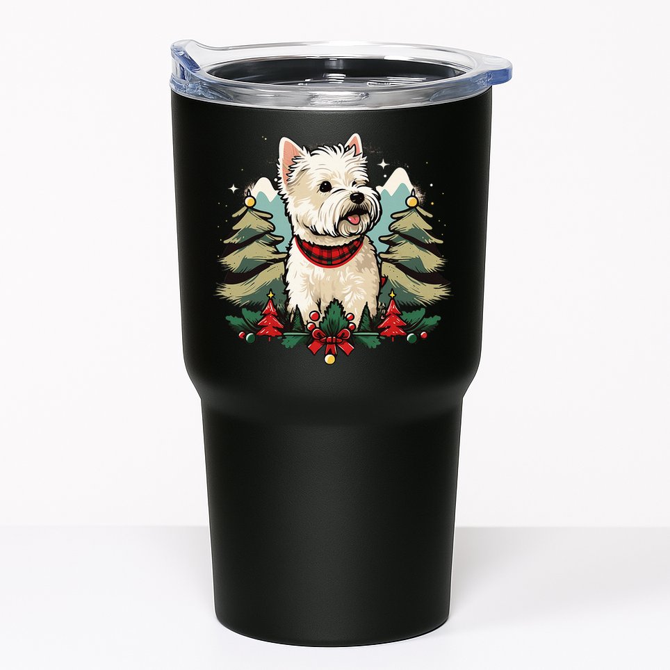 Xmas West Highland White Terrier Santa on Christmas Westie Tumbler