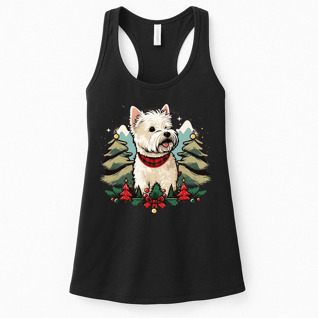 Xmas West Highland White Terrier Santa on Christmas Westie Womens Tank Top