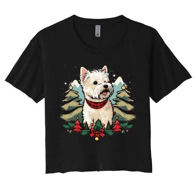 Xmas West Highland White Terrier Santa on Christmas Westie Crop Top
