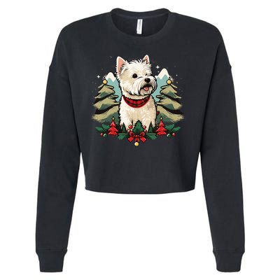Xmas West Highland White Terrier Santa on Christmas Westie Cropped Pullover Crew