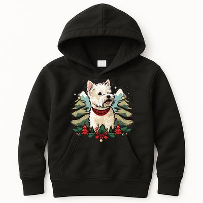 Xmas West Highland White Terrier Santa on Christmas Westie Kids Hoodie