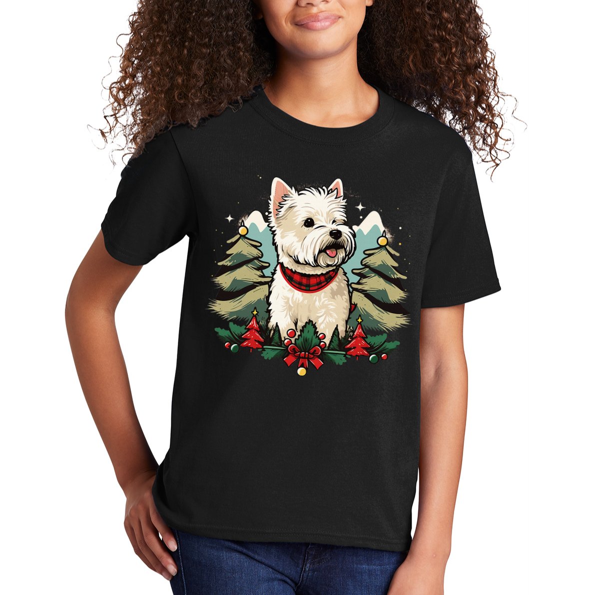 Xmas West Highland White Terrier Santa on Christmas Westie Kids T-Shirt