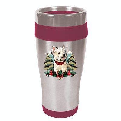 Xmas West Highland White Terrier Santa on Christmas Westie 16oz Travel Tumbler