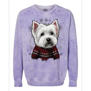 Xmas West Highland White Terrier Santa On Christmas Westie Cool Gift Colorblast Crewneck Sweatshirt