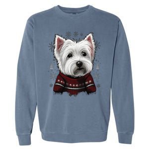 Xmas West Highland White Terrier Santa On Christmas Westie Cool Gift Garment-Dyed Sweatshirt