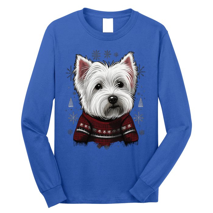 Xmas West Highland White Terrier Santa On Christmas Westie Cool Gift Long Sleeve Shirt