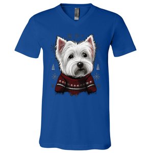 Xmas West Highland White Terrier Santa On Christmas Westie Cool Gift V-Neck T-Shirt