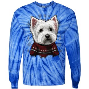 Xmas West Highland White Terrier Santa On Christmas Westie Cool Gift Tie-Dye Long Sleeve Shirt