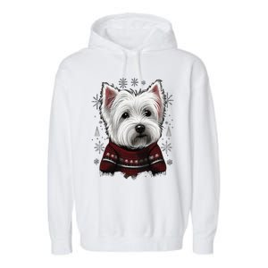 Xmas West Highland White Terrier Santa On Christmas Westie Cool Gift Garment-Dyed Fleece Hoodie