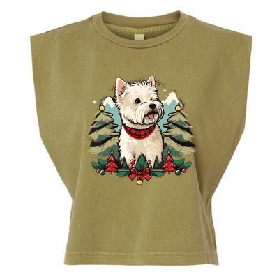 Xmas West Highland White Terrier Santa On Christmas Westie Garment-Dyed Women's Muscle Tee