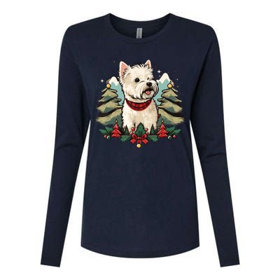 Xmas West Highland White Terrier Santa On Christmas Westie Womens Cotton Relaxed Long Sleeve T-Shirt