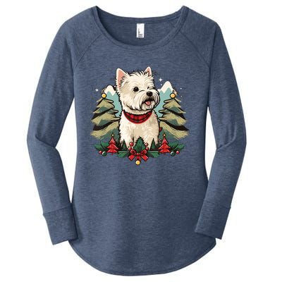 Xmas West Highland White Terrier Santa On Christmas Westie Women's Perfect Tri Tunic Long Sleeve Shirt