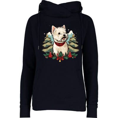 Xmas West Highland White Terrier Santa On Christmas Westie Womens Funnel Neck Pullover Hood