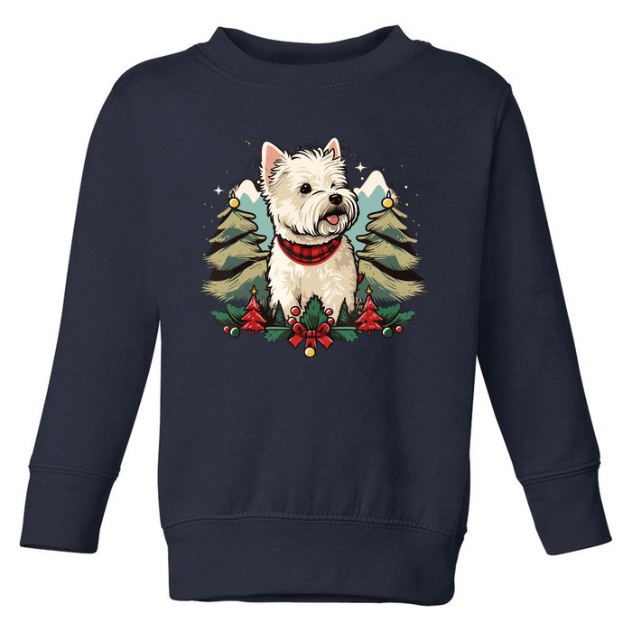 Xmas West Highland White Terrier Santa On Christmas Westie Toddler Sweatshirt