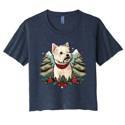 Xmas West Highland White Terrier Santa On Christmas Westie Women's Crop Top Tee