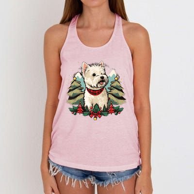 Xmas West Highland White Terrier Santa On Christmas Westie Women's Knotted Racerback Tank