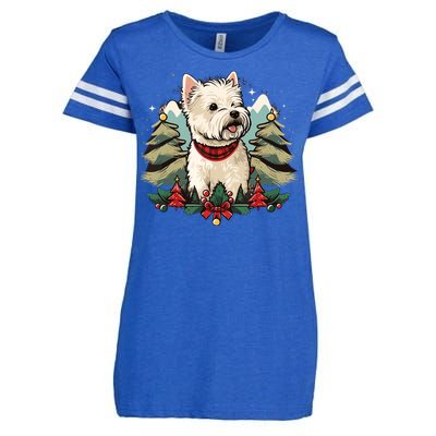 Xmas West Highland White Terrier Santa On Christmas Westie Enza Ladies Jersey Football T-Shirt