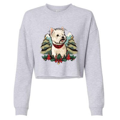 Xmas West Highland White Terrier Santa On Christmas Westie Cropped Pullover Crew