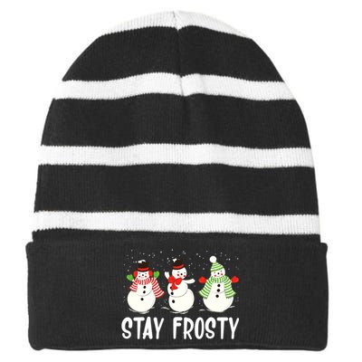 Xmas Winter Snowman Christmas Sweater Gifts Striped Beanie with Solid Band