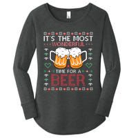 Xmas Wonderful Time For A Beer Ugly Christmas Sweaters Women's Perfect Tri Tunic Long Sleeve Shirt